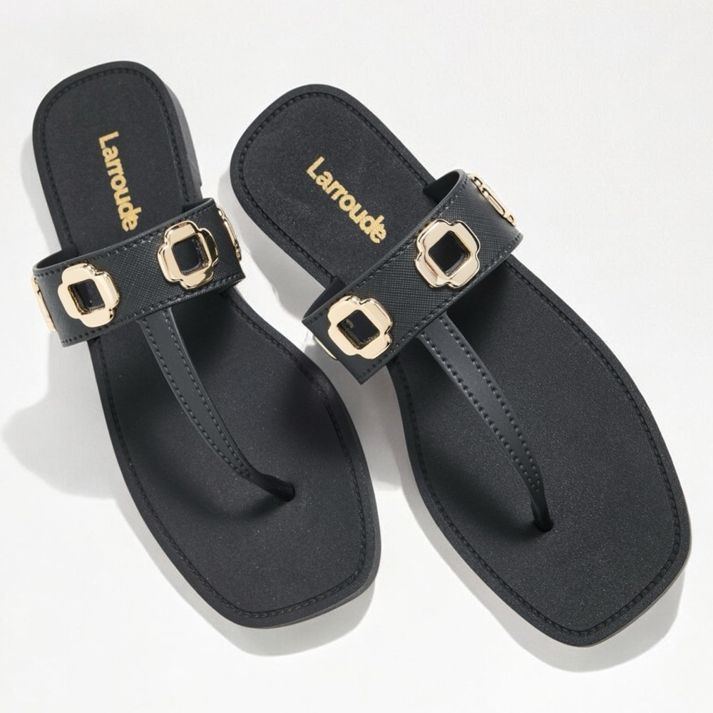 LARROUDE Milan Jelly T-Strap Sandal in Black worn twice, excellent condition